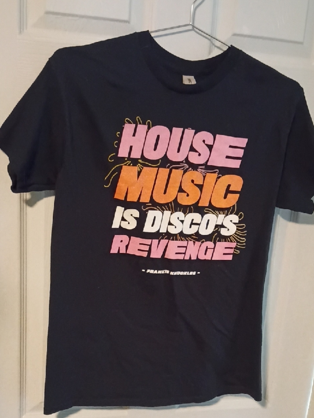 Gildan Black T-Shirt with Pink Print